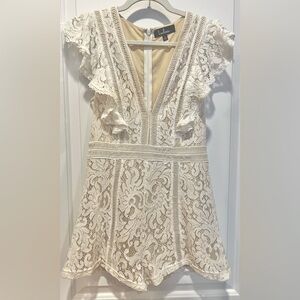 Lulu’s Romper - white lace / cream , short sleeves, shorts